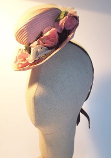 1942 Canadian pink straw doll hat