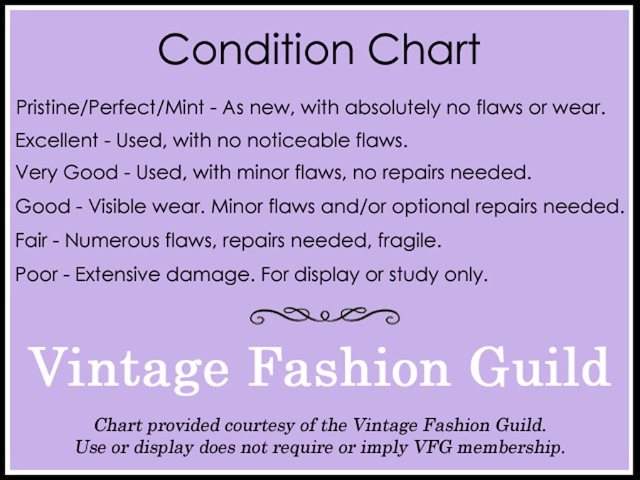 Vintage Fashion Guild Clothing Condition Chart
