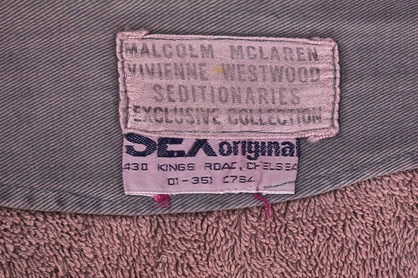 from a towelling jacket, 'Seditionaries' circa 1976