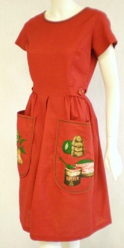 Fantastic 1960s Swirl with appliqued pockets. Courtesy of pintuckvintage