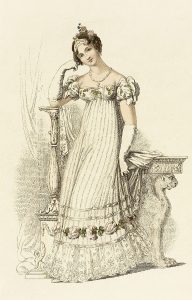1816 drawing of a bride in her wedding dress