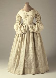 wedding dress c 1837 to 1838, British