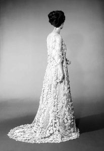 1870 Irish lace wedding dress from back