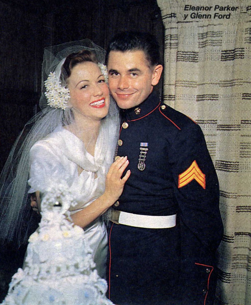 1943 bride & groom Glenn Ford and Eleanor Powell